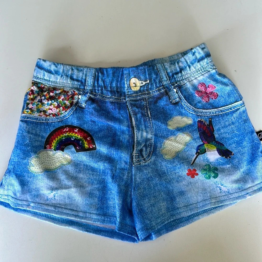NWT Terez girls sz XL shorts denim print